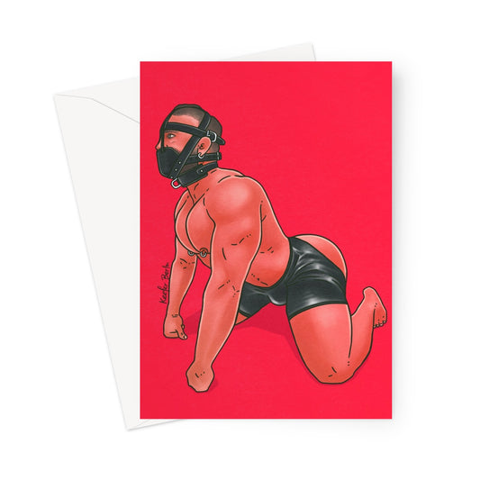 On Your Knees, Boy! Greeting Card (Ft. Rock Biggs)