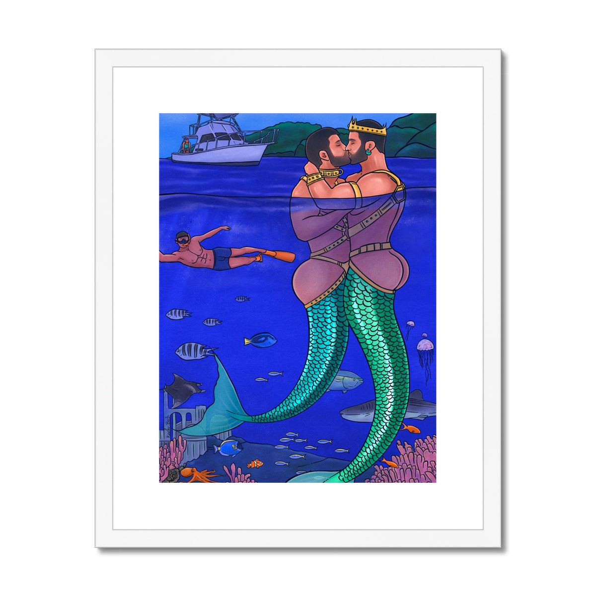 Under The Sea - Merman Framed Print