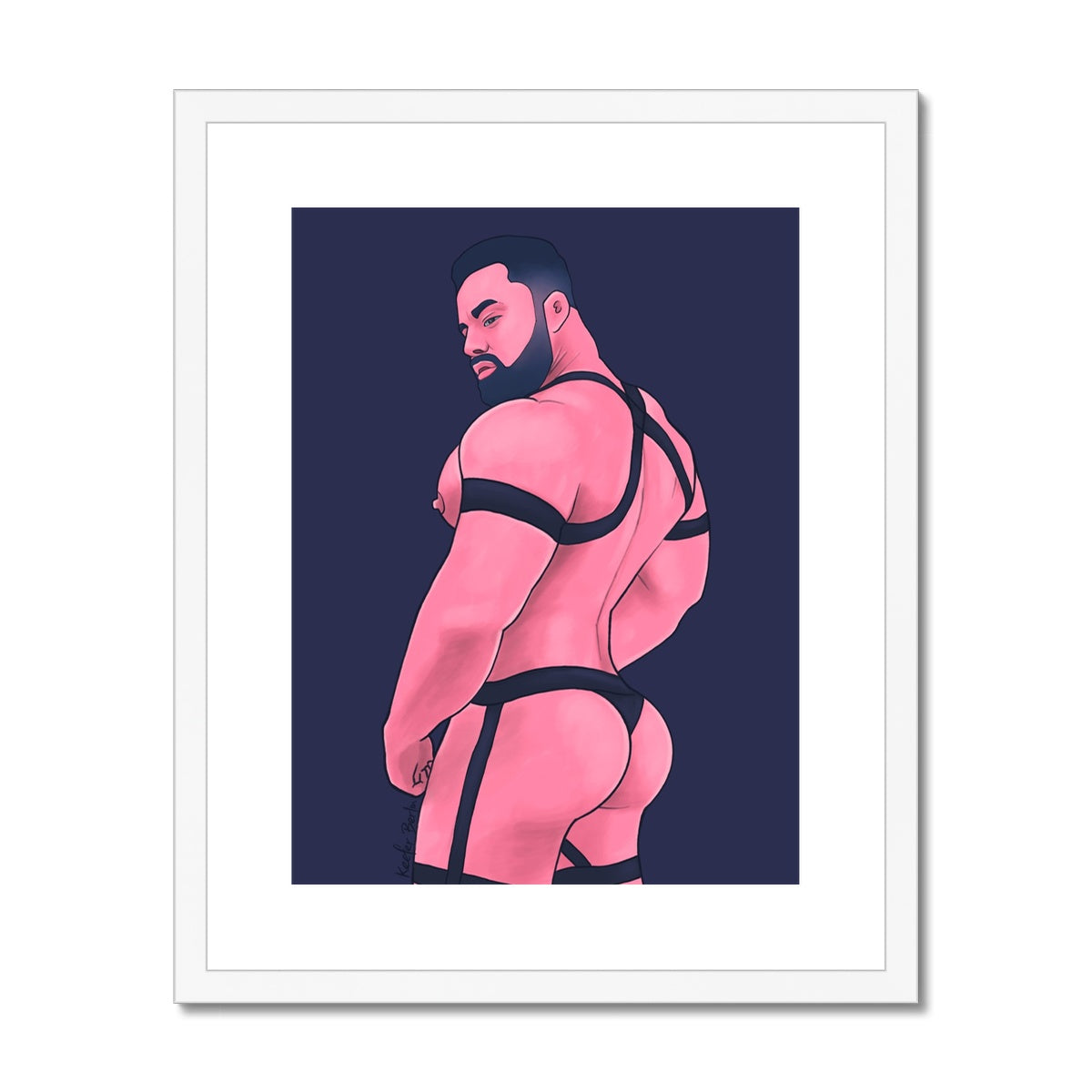 Muscle Bear In Bodysuit Framed Print (Ft. Andres Thesan_edin)