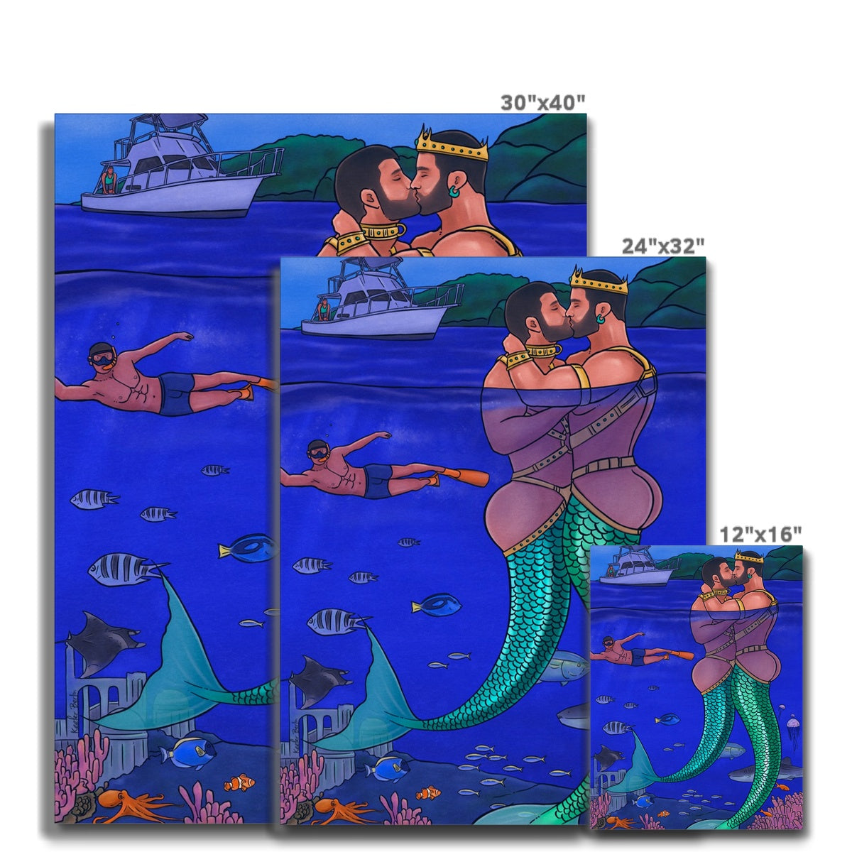 Under The Sea - Merman Stretched Canvas Print