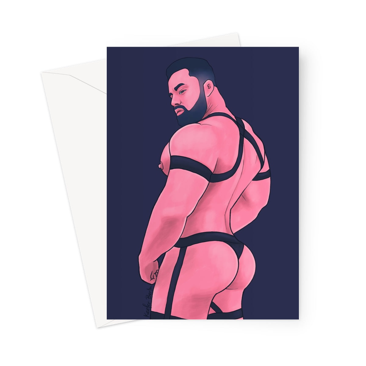 Muscle Bear In Bodysuit Greeting Card (Ft. Andres Thesan_edin)