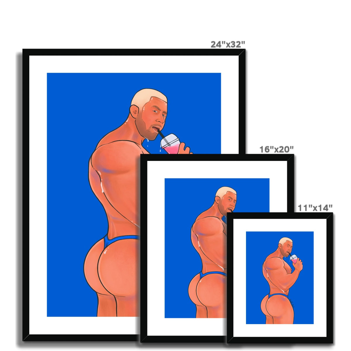 Thirsty Hunk Framed Print (Ft. Andres Vergel)