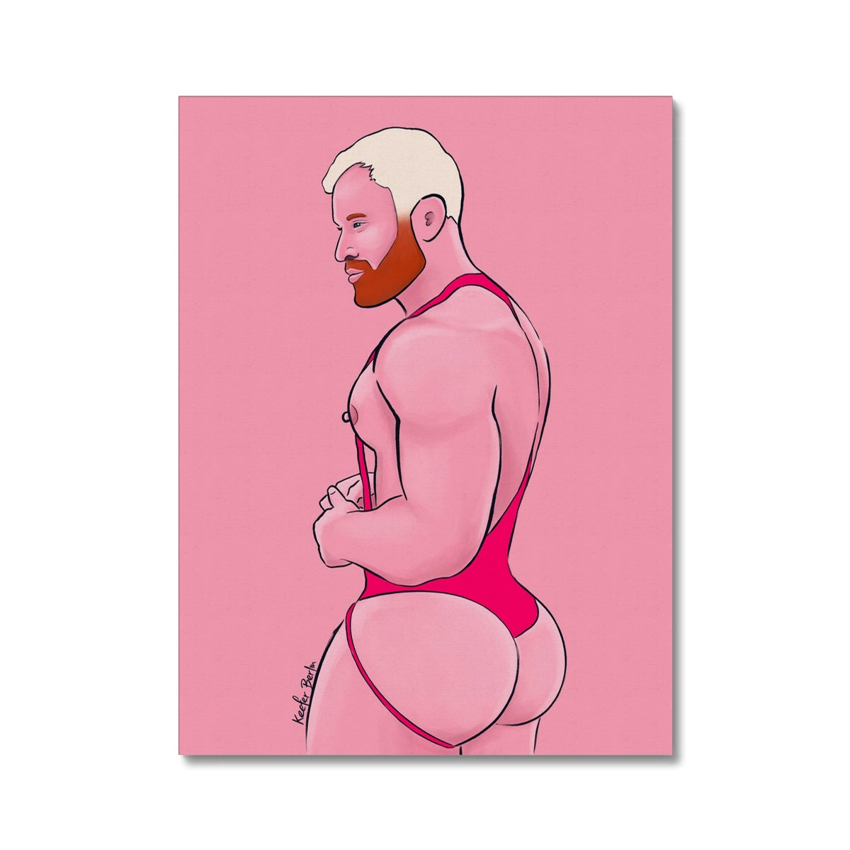 Ginger Hunk In Red Stretched Canvas Print (Ft. Seth Fornea)