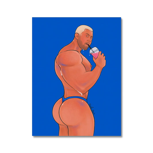 Thirsty Hunk Stretched Canvas Print (Ft. Andres Vergel)