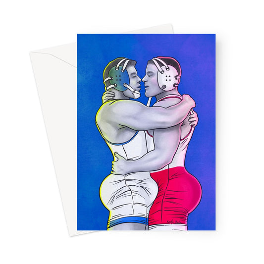 The Embrace Of Gay Wrestlers Greeting Card