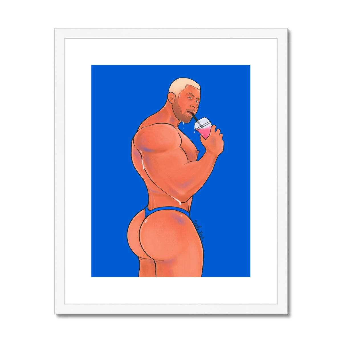 Thirsty Hunk Framed Print (Ft. Andres Vergel)