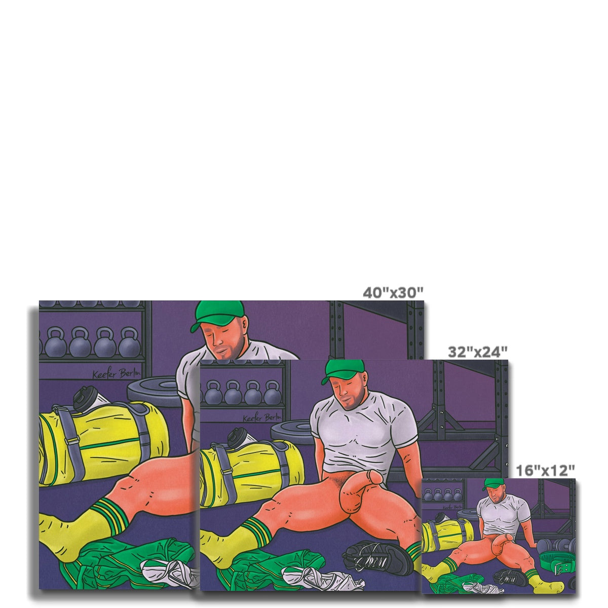 Hard Day At The Gym Stretched Canvas Print (Ft. David Alcocer)