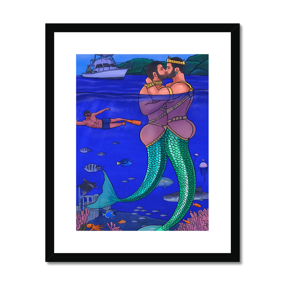 Under The Sea - Merman Framed Print