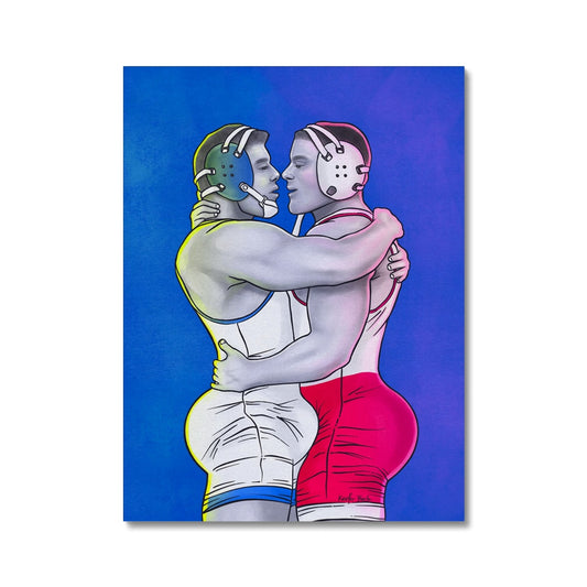 The Embrace Of Gay Wrestlers Stretched Canvas Print